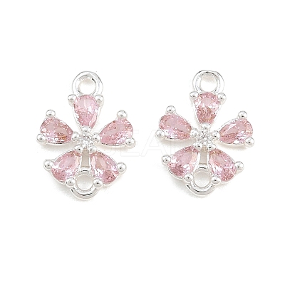Brass Pave Pink Cubic Zirconia Connector Charms CU-CBAA6E8-01S-1