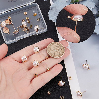 20Pcs Brass Stud Earring Findings MAK-BBC0001-28-1