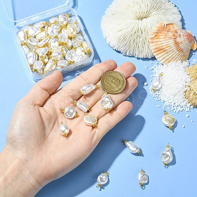 65Pcs 13 Styles ABS Plastic Imitation Pearl Connector Charms PALLOY-CJ00168-1