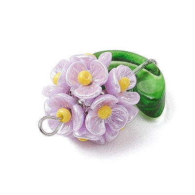 Glass Seed Beaded Flower Pendants X1-PALLOY-MZ00521-04-1