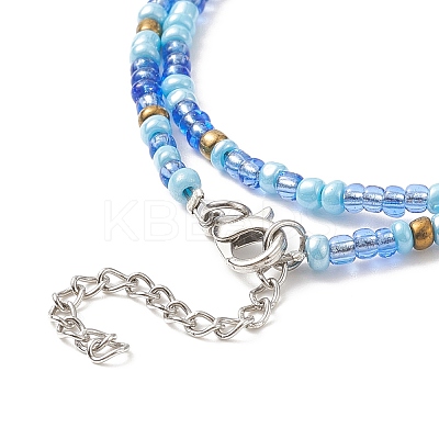 Glass Seed Beaded Two Loops Wrap Bracelet for Women BJEW-JB09216-1