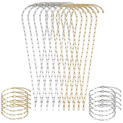 304 Stainless Steel Paperclip Chains Necklaces & Bracelet Jewelry Sets SJEW-SC0001-07-1