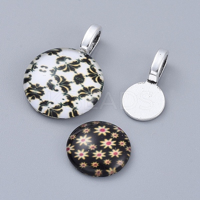 Tibetan Style Alloy Glue On Flat Pad Pendant Bails TIBEP-1124-AS-LF-1
