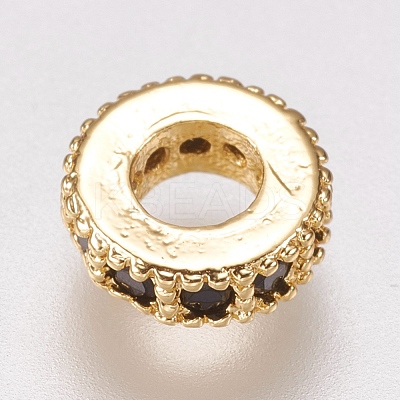 Brass Micro Pave Cubic Zirconia Bead Spacers ZIRC-K074-12-01G-1