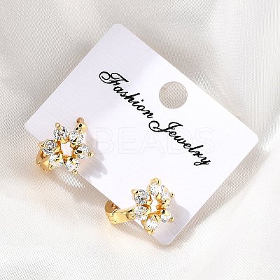 Flower Brass Hoop Earrings EJEW-S256-01A-G-1