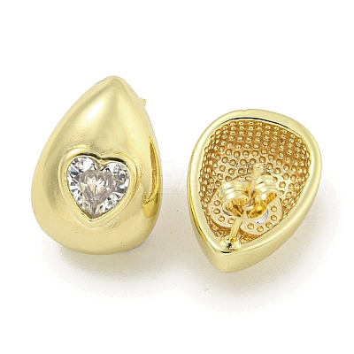 Brass Micro Pave Cubic Zirconia Stud Earrings for Women EJEW-E312-01E-G-1