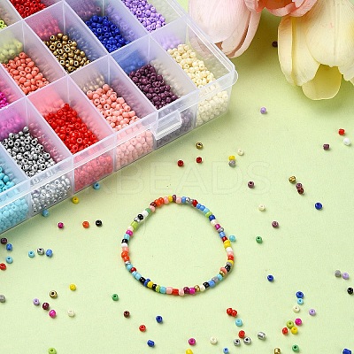 DIY 8/0 Glass Seed Beads Stretch Bracelet Making Kits DIY-YW0001-95-1