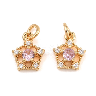 Brass Micro Pave Cubic Zirconia Charms CU-CBAA6E8-05G-04-1