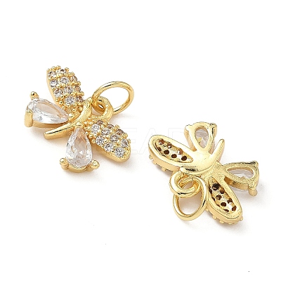 Brass Micro Pave Cubic Zirconia Charms KK-L243-06G-01-1