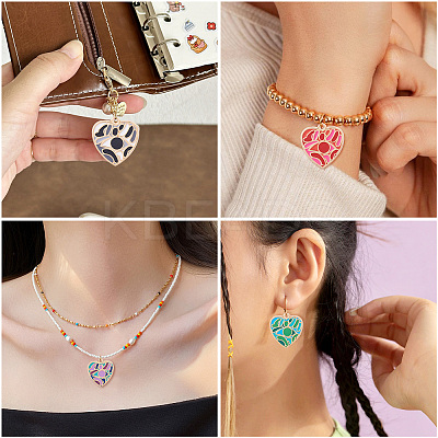 14Pcs 7 Colors Rack Plating Alloy Enamel Pendants ENAM-TA0002-54-1
