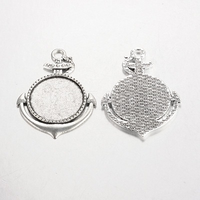 Anchor Tibetan Style Alloy Big Pendant Cabochon Bezel Settings PALLOY-K109-18AS-RS-1