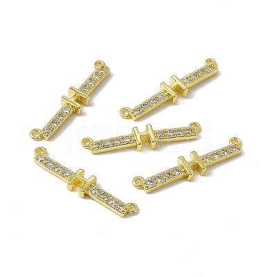 Rack Plating Brass Micro Pave Clear Cubic Zirconia Connector Charms KK-C007-37G-H-1