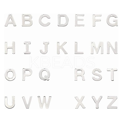 Tarnish Resistant 304 Stainless Steel Alphabet Charms STAS-O073-01-1