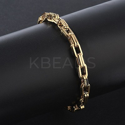 304 Stainless Steel Double Rectangle Link Chain Bracelets SA-CBA2696-05G-1
