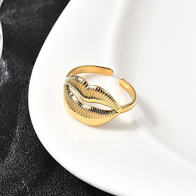 304 Stainless Steel Lip Cuff Rings for Women RJEW-Z110-01G-1