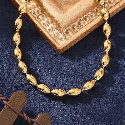 Ion Plating(IP) 304 Stainless Steel Oval Ball Chain Bracelets for Women X-BJEW-C046-01G-1