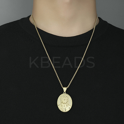 201 Stainless Steel Pendant Necklaces NJEW-C034-36G-1