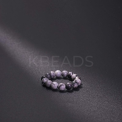 Natural Banded Agate Stretchy Finger Rings FS-WG01730-32-1