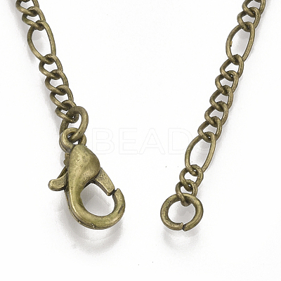 Brass Coated Iron Figaro Chain Necklace Making MAK-T006-03AB-1