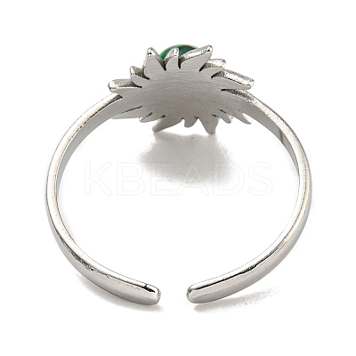 304 Stainless Steel Synthetic Malachite Cuff Rings G-Z056-01P-02-1