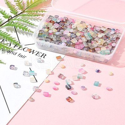450Pcs 3 Styles Frosted Glass Beads with Golden Glitter Powder DGLA-FS0001-13-1