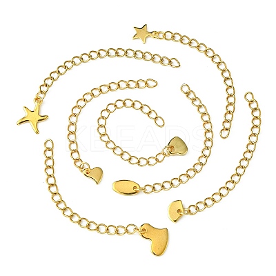 7Pcs 7 Styles 304 Stainless Steel Chain Extender STAS-FS0001-49G-1