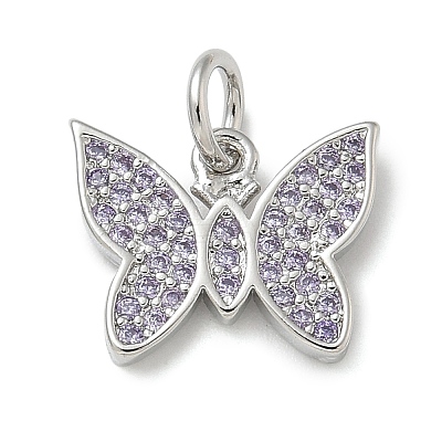 Rack Plating Brass Micro Pave Cubic Zirconia Pendants X-KK-K392-42P-1