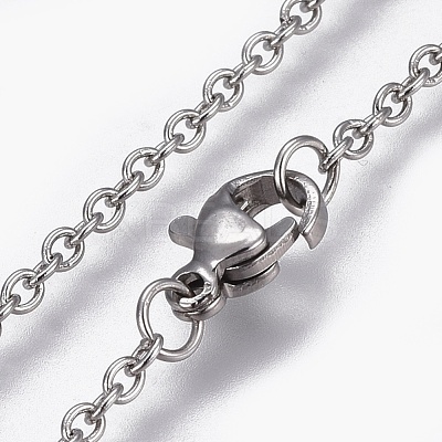 Non-Tarnish 304 Stainless Steel Cable Chain Necklaces NJEW-F248-24A-P-1
