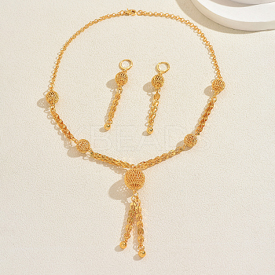 Vintage Alloy Hollow Round Tassel Earrings & Necklaces for Women KT6251-1