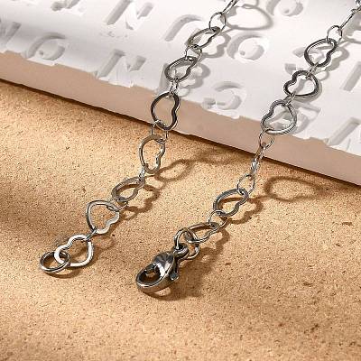 Tarnish Resistant 304 Stailess Steel Heart Link Bracelets BJEW-N280-04-1