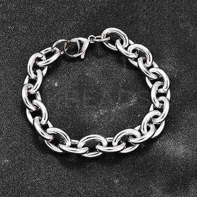 304 Stainless Steel Cable Chain Bracelets for Women LS-BJEW-Q050-01C-P-1