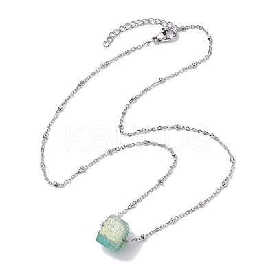 Electroplated Natural Quartz Beads Charm Necklaces NJEW-JN04789-1