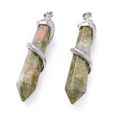 Natural Unakite Big Pointed Pendants G-F696-B06-1
