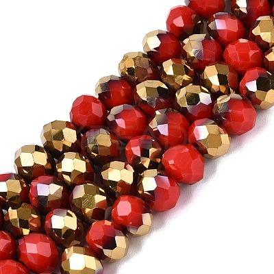 Electroplate Opaque Glass Beads Strands EGLA-A034-P8mm-O10-1