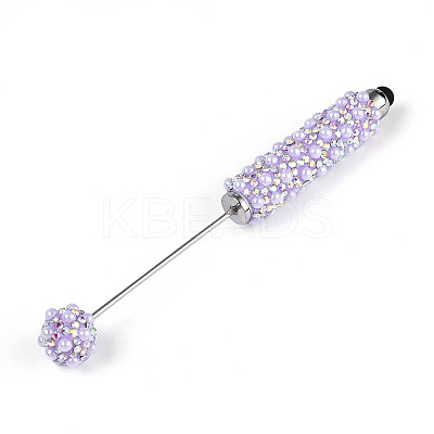 ABS Imitation Pearl & Polymer Clay Pave Rhinestone Touch Screen Stylus AJEW-T013-06E-1