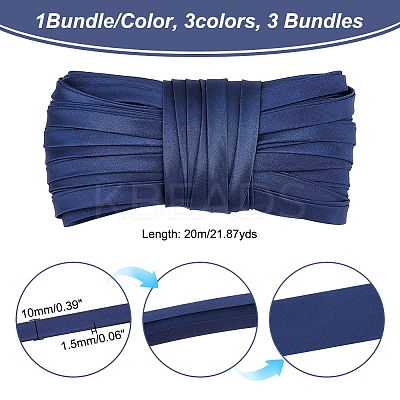 3 Bundle 3 Colors Fold Over Satin Ribbon SRIB-NB0001-17-1