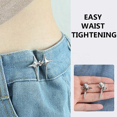 8Pcs 4 Style 4 Pointed Star & Bear Alloy Adjustable Jean Button Pins AJEW-DR0001-33-1