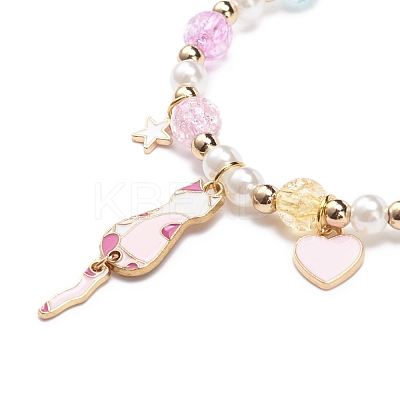 Colorful Alloy Enamel Cute Charms Bracelet BJEW-JB08661-01-1