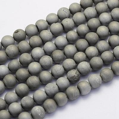 Electroplate Natural Druzy Agate Beads Strands G-G708-10mm-04-1