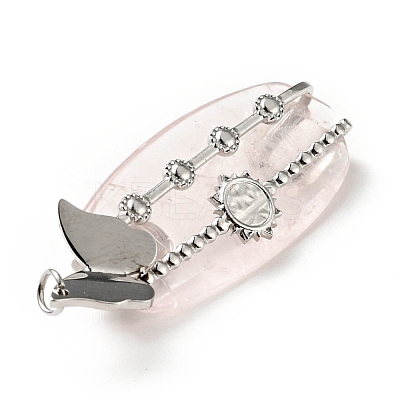 Natural Rose Quartz Pendants G-D473-09P-1