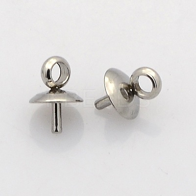 201 Stainless Steel Cup Pearl Peg Bails Pin Pendants STAS-N023-01-5mm-1