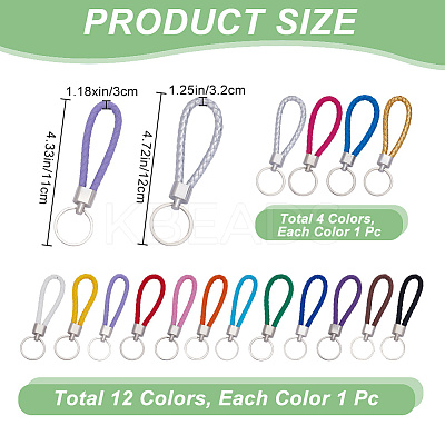 16Pcs 16 Style Imitation Leather Keychain KEYC-CP0001-22-1
