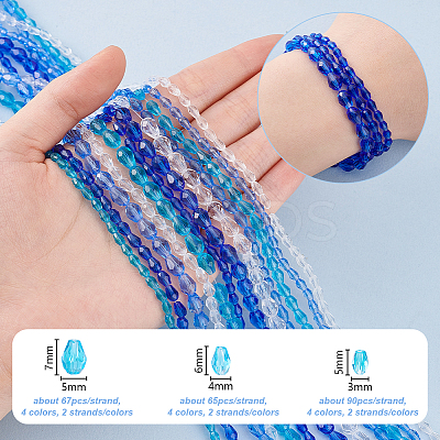 24Strands 12 Styles Transparent Faceted Glass Beads GLAA-GA0002-04-1