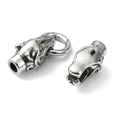 Tibetan Style 304 Stainless Steel Spring Gate Rings FIND-Z046-04AS-04-1