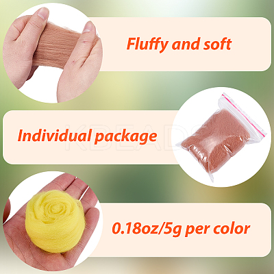 50G 10 Colors Needle Felting Wool Roving DIY-CP0013-77C-1