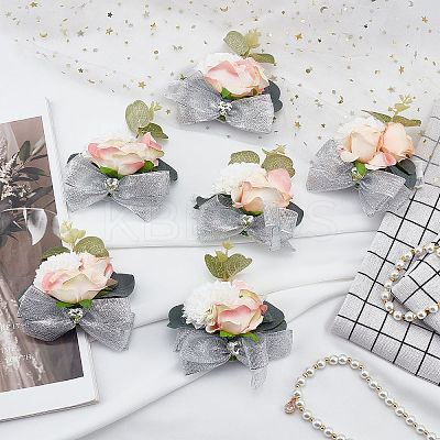 Silk Cloth Silk Ribbon Wrist Corsage AJEW-WH0277-62A-1