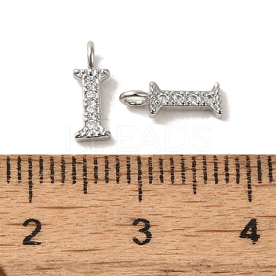 Initial Letter Brass Micro Pave Cubic Zirconia Pendants ZIRC-F008-I-1