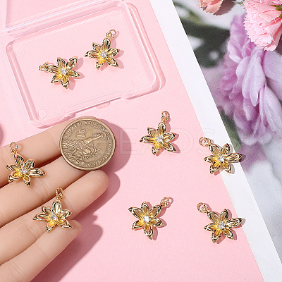 8Pcs Rack Plating Brass Micro Pave Clear Cubic Zirconia Pendants KK-BBC0021-87-1