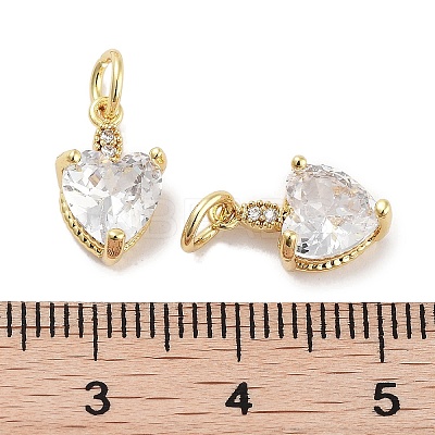 Brass Micro Pave Cubic Zirconia Charms KK-C051-05G-03-1