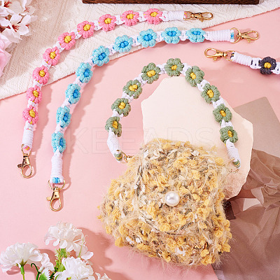 6Pcs 6 Colors Cotton Cord Knitted Daisy Cup Belt AJEW-TA0002-37-1